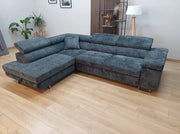 SOFÁ CONVERTIBLE ESQUINERO IZQUIERDO TOULOUSE CON ESTRUCTURA DE MADERA, ASIENTOS ESPACIOSOS Y FUNCIÓN DE CAMA PRÁCTICA PARA MAYOR COMODIDAD CON ALMACENAMIENTO EN GRIS OSCURO 275X205 CM