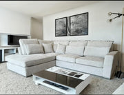 MARBELLA LEFT CORNER SOFA WITH BEIGE COLOR AND CUSHIONS AND 100% SYNTHETIC FABRIC 315X230 CM