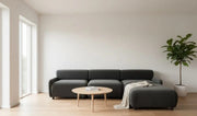 OSLO SOFA - ANTHRACITE VELVET WITH WOODEN STRUCTURE IN ANTHRACITE VELEVET UPHOLSTERY 285C185CM