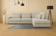 LE BRISTOLA RIGHT CORNER SOFT WITH WOODEN STRUCTURE AND BEIGE CORDUROY FABRIC WITH RIBBED TEXTURE 315X230 CM