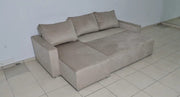 SOFÁ CONVERTIBLE PARIS PEARL, ESQUINERO REVERSIBLE CON TERCIOPELO BLANCO ROTO/BEIGE CLARO, ESTRUCTURA DE MADERA, ESPUMA DE ALTA RESILIENCIA 232X147CM