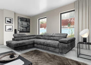 TOULOUSE LEFT CORNER CONVERTIBLE SOFA WITH GRIS CORDUROY WITH WOODEN STRUCTURE , HIGH RESILENCE  275X205CM
