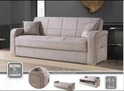 ROMA 3 SEATER SOFA/CAMA WITH BEIGE AND GOLD  VELVET 215X82X88CM