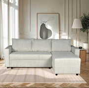 LINZ SOFA CONVERTIBLE WITH STORAGE IN BEIGE UPHOLSTERY 230X105X68CM