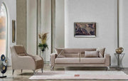 VANESSA CONVERTIBLE SOFA SET IN BEIGE VELVET 3+2+1 220X76X83CM