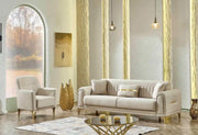 CONJUNTO SOFÁ CONVERTIBLE ORION CON TERCIOPELO BEIGE 3+2+1 218X88X88CM