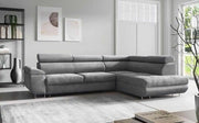 VENTUS RIGHT CORNER SOFA WITH BED OPTION FOR MORE COMFORT, GREY VELVET AND STORAGE 270X205X67CM