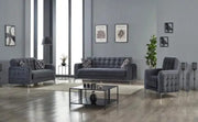 HAVANA CONVERTIBLE CORNER SOFA WITH GREY WITH SLIVER TOUCH AND CUSHIONS 3+2+1 ( 3 SEATER 224X91X86CM / 2 SEATER 173X91X86CM / 1 SEATER 80X85X95CM)