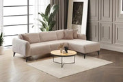 NEVADA RELAX SOFA-RECLINING SOFA FOR MAXIMUM COMFORT IN BEIGE AND FEETS BLACK WITH ELEGANT CUSHIONS 275X180X82CM