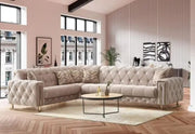 PUNTO CONVERTIBLE SOFA WITH BEIGE AND GOLD FEETS AND WITH ELEGANT COUSHIONS  310X240X100CM