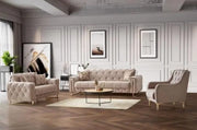 PUNTO CONVERTIBLE SOFA WITH BEIGE AND GOLD FEETS AND WITH ELEGANT COUSHIONS 3+2+1 ( 3 SEATER 240X100X80CM  2 SEATER 170X100X80)