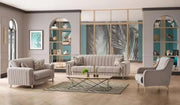 LINES CONVERTIBLE SOFA IN BEIGE AND GOLD TOUCH 3+2+1 ( 3 SEATER 235X90X85C/2 SEATER  170X90X85CM / 1 SEATER 70X90X90CM)