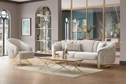 SULTAN SOFA WITH BEIGE COLOR AND GOLD TOUCH 3+2+1 (3 SEATER 233X91X87CM / 2 SEATER 176X91X87CM / 1 SEATER 80X82X85CM)