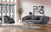 SULTAN SOFA WITH GREY COLOR AND GOLD TOUCH 3+2+1 (3 SEATER 233X91X87CM / 2 SEATER 176X91X87CM / 1 SEATER 80X82X85CM)