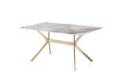 MESA DE COMEDOR SAMA DE MÁRMOL BEIGE Y PATAS DORADAS CON 160X90X75CM