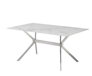 SAMA DINNING TABLE IN GREY MARBLE AND SILVER FEETS WITH 160X90X75CM