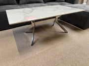 SAMA COFFE TABLE WITH WHITE AND GREY MARBLE AND SILVER FEETS 120X70X45CM