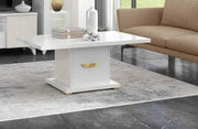 MESA DE CENTRO ELITE CON BLANCO Y ORO 120X65X46CM