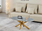 MESA DE CENTRO FIONA CON MÁRMOL GRIS Y PATAS DORADAS 120X60X45CM