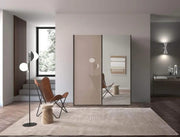 VENUS WARDROBE WITH 2 SLIDING DOORS WITH BROWN/TAUPE AND WITH MIRROR FEATURES WITH 180X60X200CM