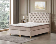 SIENA BASE SET 140X190 IN BEIGE VELVET WITH DESIGN ON HAEDBOARD  WITH CANAPE INCLUDES (WITHOUT MATRESS)