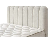 SENNA BASE SET 160X200 CM IN BEIGE FABRIC AND ELEGANT LINES DESIGN ON HEADBOARD WITH CANAPE  INCLUDES (WITHOUT MATRESS)