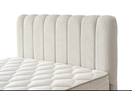 SENNA BASE SET 160X200 CM IN BEIGE FABRIC AND ELEGANT LINES DESIGN ON HEADBOARD WITH CANAPE  INCLUDES (WITHOUT MATRESS)