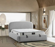 EL JUEGO DE BASE FELIX 160X200CM EN GRIS COMBINA DISEÑO ELEGANTE Y COMODIDAD SUPERIOR. SU ELEGANTE CABECERO Y SU ESPACIOSO DORMITORIO INCLUYE CANAPÉ Y SIN COLCHÓN.
