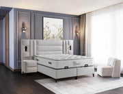 LA BASE DE PANDORA 160X200CM EN TERCIOPELO BEIGE COMBINA UN DISEÑO MODERNO CON UNA COMODIDAD SUPERIOR. SU ELEGANTE CABECERO TAPIZADO Y SU AMPLIA ZONA DE DESCANSO PROPORCIONAN