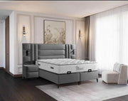 LA BASE DE PANDORA 160X200CM DE TERCIOPELO GRIS COMBINA UN DISEÑO MODERNO CON UNA COMODIDAD SUPERIOR. SU ELEGANTE CABECERO TAPIZADO Y SU AMPLIA ZONA DE DESCANSO OFRECEN