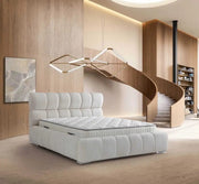 LA TELA DE PELO PREMIUM BEIGE BASE 160X200 COMBINA LA ELEGANCIA MODERNA CON UNA COMODIDAD EXCEPCIONAL. SU DISEÑO ACOLCHADO NUBOSO Y ESPACIOSO. INCLUYE CANAPÉ Y SIN COLCHÓN
