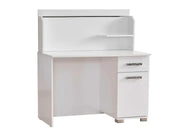 ESCRITORIO BLANCO MODERNO CON DISEÑO COMPACTO, CON CAJÓN Y ARMARIO PARA ALMACENAMIENTO. IDEAL PARA UN ESPACIO DE TRABAJO ELEGANTE Y FUNCIONAL DE 110X60X140CM