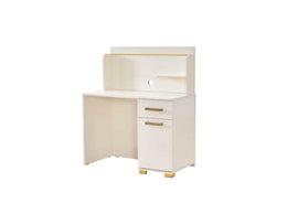 MODREN BEIGE DESK WITH A COMPACT DESIGN, FEATURING A DRAWER AND CABINET FOR STOARGE . IDEAL FOR A STYLISH AND FUNCTIONAL WORKSPACE WITH 110X60X140CM