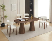 CORNE DINNING TABLE FEATURES A CORNER -LEG DESIGN WITH  A WALNUT EFFECT MDF STRUCTURE AND MATCHING WALNUT LOOK TABLETOP.180X90X75CM