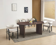 MESA DE COMEDOR PAGE CON BASE DE MDF CON EFECTO NOGAL Y TABLERO A JUEGO CON ACABADO NOGAL, CON UNAS MEDIDAS DE 180X90X75CM