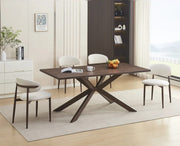 MESA DE COMEDOR XAVIER CON TABLERO DE MDF CON ASPECTO DE NOGAL Y BASE METÁLICA EFECTO NOGAL. MEDIDAS: 180X90X75CM.