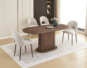 LOKA DINING TABLE FEATURES A WALNUT EFFECT TABLETOP AND BASE COMBINING WARMTH AND MODREN ELEGANCE. MEASURING 160X90X75CM