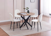 JESSICA DINING TABLE FEATURES A BLACK METAL BASE WITH A SCRATCHED OAK EFFECT TABLE TOP COMBINING INDUSTRAIL STYLE WITH MODREN ELEGANCE . MEASURING 100X75CM