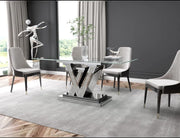 LV DINING TABLE FEATURES A MODREN AND ELEGANT DESIGN WITH GLASS TABLE TOP . MEASURING 180X90X75CM
