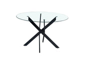 LA MESA DE COMEDOR JESSICA CUENTA CON UNA BASE DE METAL NEGRO Y UNA TAPA DE CRISTAL TRANSPARENTE. 120X75CM