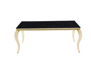 BAROQUE DINING TABLE FEATURES A GOLD BASE WITH BLACK TOP COMBINING CLASSIC 150X90X75CM