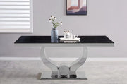 TROFY DINING TABLE FEATURES A SLEEK BLACK DESIGN WITH A MODREN AND MINIMALIST STYLE 150X90X75CM