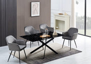 MESA DE COMEDOR RECTANGULAR JESSICA CON TAPA DE MÁRMOL NEGRO Y PATAS DE METAL NEGRO Y 180X90X75CM