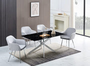 JESSICA RECTANGULAR DINING TABLE FEATURES A BLACK MARBLE TOP WITH A SILVER METAL FEETS 150X90X75CM