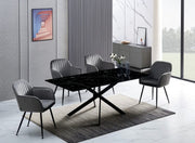 MESA DE COMEDOR RECTANGULAR JESSICA CON TAPA DE MÁRMOL NEGRO Y PATAS DE METAL NEGRO 150X90X75CM