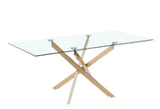 IXE DINING TABLE FETURES A TRANSPARENT GLASS TOP WITRH A WOODEN FRAME COMBINING NATURAL WARMTH WITH A MODREN  DESIGN 150X90X75CM