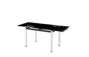 LOTUS EXTENDABLE DINING ATBLE FEATURES A BLACK TOP WITH SILVER LEGS 110/170X70X75CM