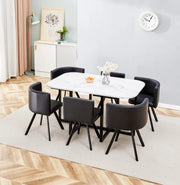 MESA DE COMEDOR VENDOME CON TAPA DE MÁRMOL Y 6 SILLAS QUE COMBINAN ELEGANCIA Y COMODIDAD 140X90X75CM