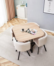 JUEGO DE MESA DE COMEDOR VENDOME CON TAPA DE MADERA Y 4 SILLAS QUE COMBINAN CALIDEZ NATURAL 100X100X75CM