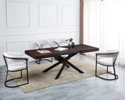 MESA DE COMEDOR EXTENSIBLE CON ACABADO NOGAL Y PATAS DE METAL NEGRO 140/220X90X75CM
